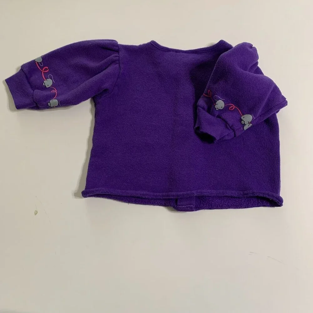 Funkins Girls Cardigan Button Purple Cat Mouse 6mos Vintage